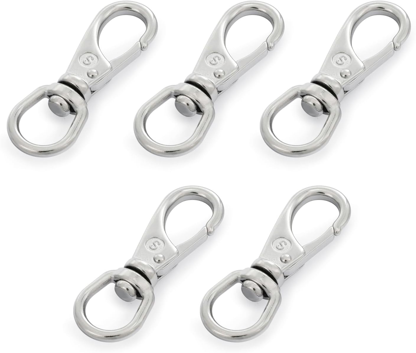 SHONAN 2.7 Inch Swivel Snap Hooks, 5 Pack Small Stainless Steel Spring Clips,...