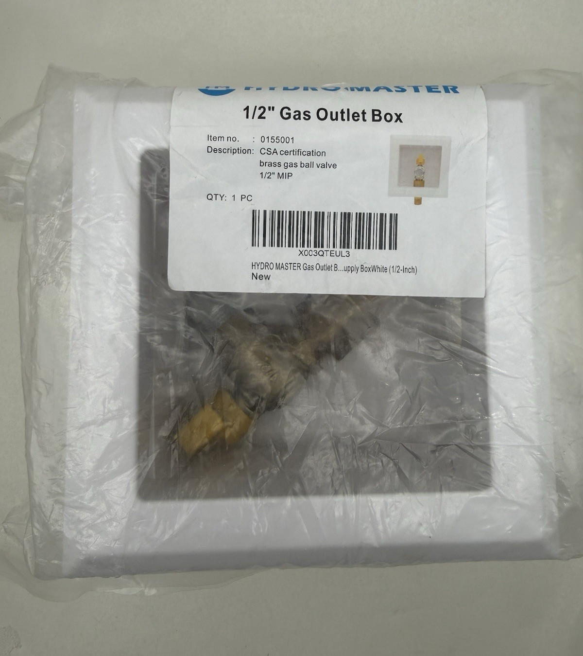 HYDRO MASTER Gas Outlet Box 1/2" NPT White Gas Supply, Easy Install W/Defect...