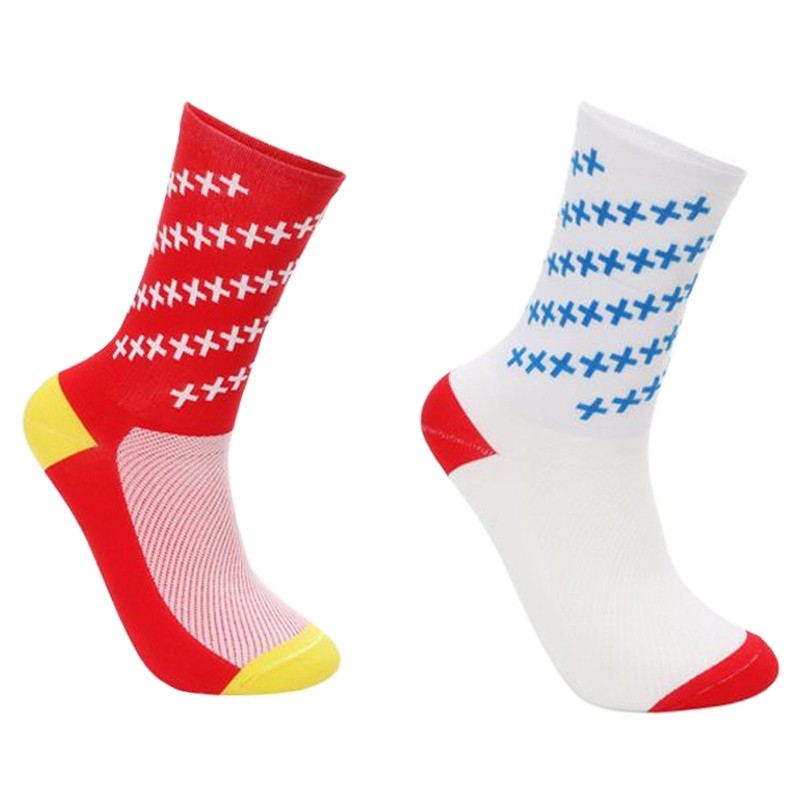2Pairs Cycling Socks Riding Bicycle Bike Sports Ankle Socks XC MTB BMX White Red