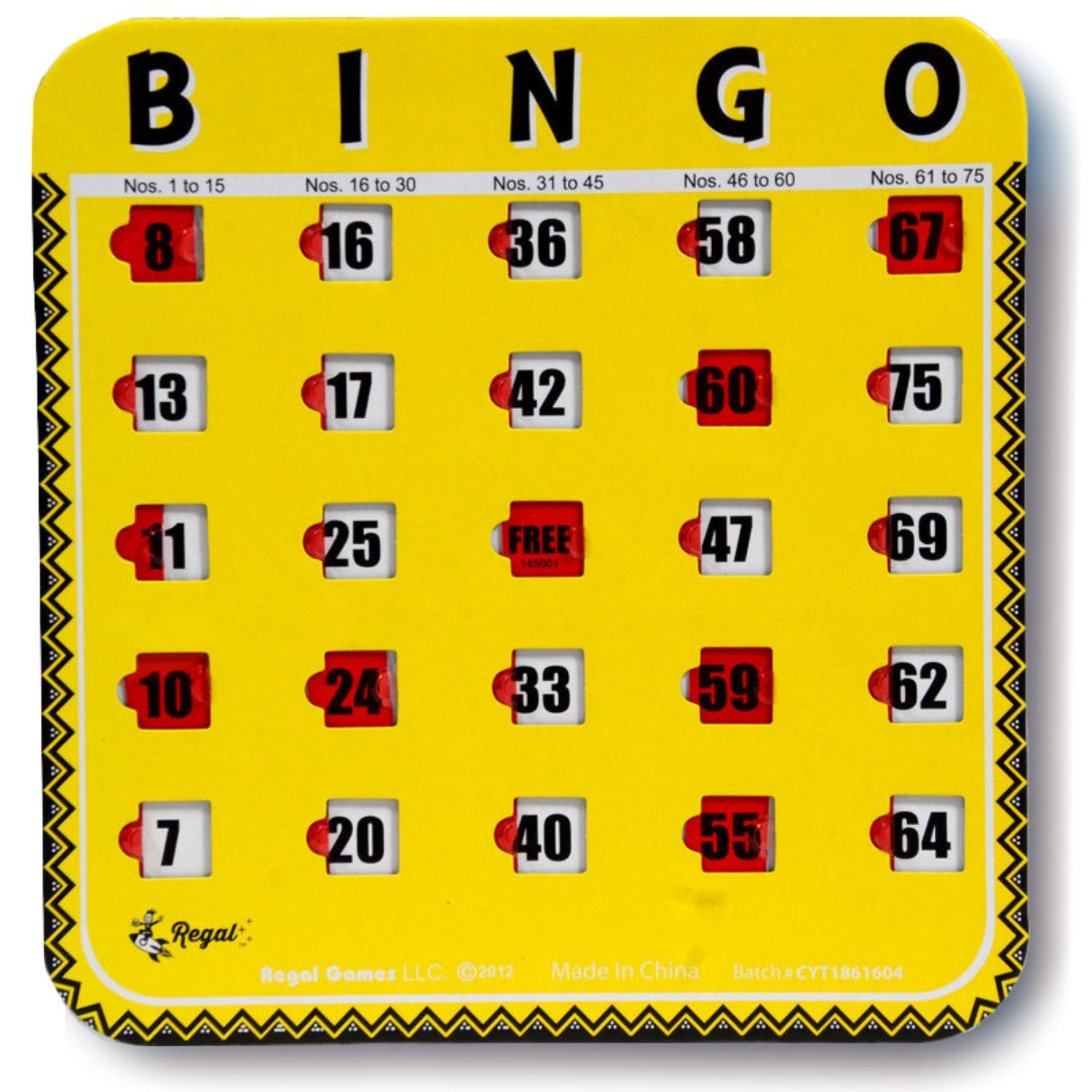 Regal Bingo Bulk Cards with 6.5 inches x 6.75 inches, Yellow (1-8)