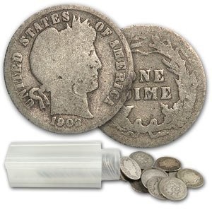 Barber Dimes 1892-1916 (50 Count Roll) - Average Circulated.