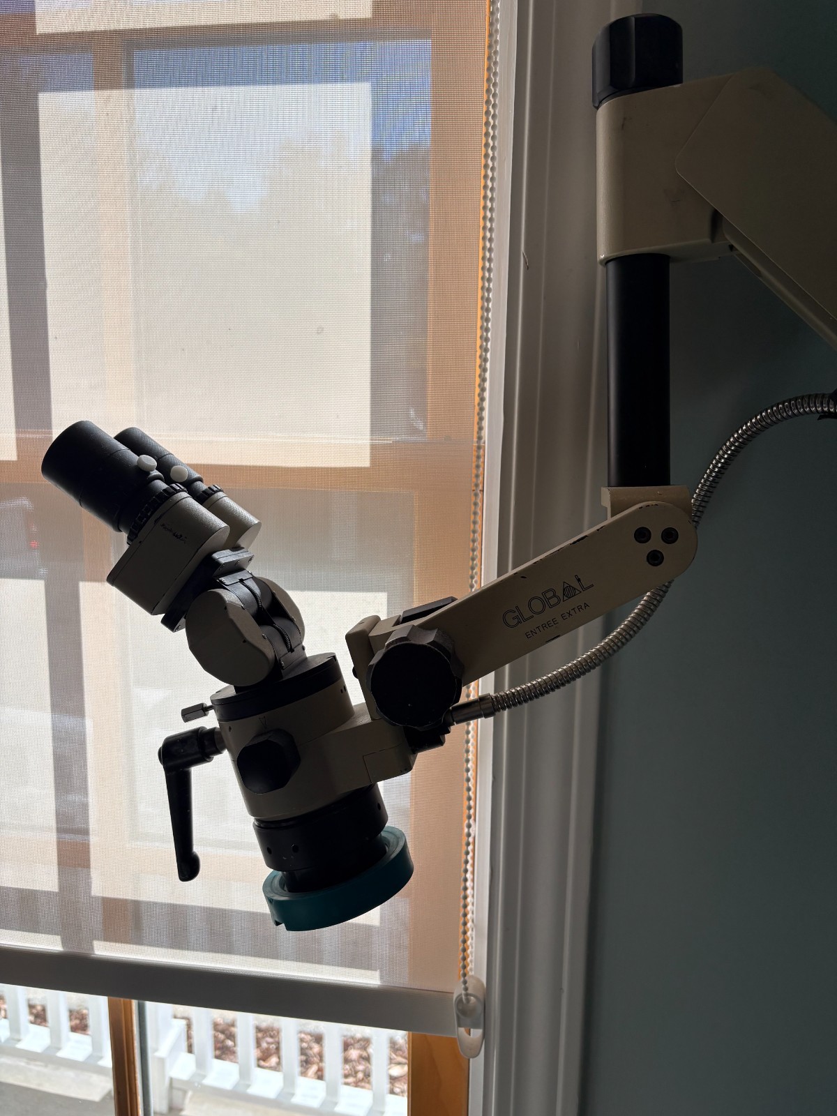 Global Dental Microscope, Model 704FS with sliding wall mount