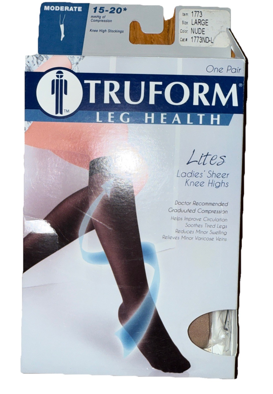 Women’s Size L Nude Color Truform Lites Knee High Compression Socks