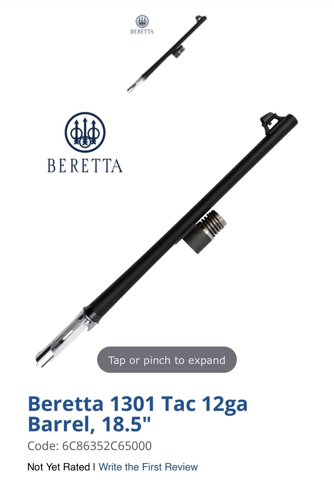 Beretta 1301 Tactical Semi-Auto, 12 Gauge, Shotgun Parts, Barrel