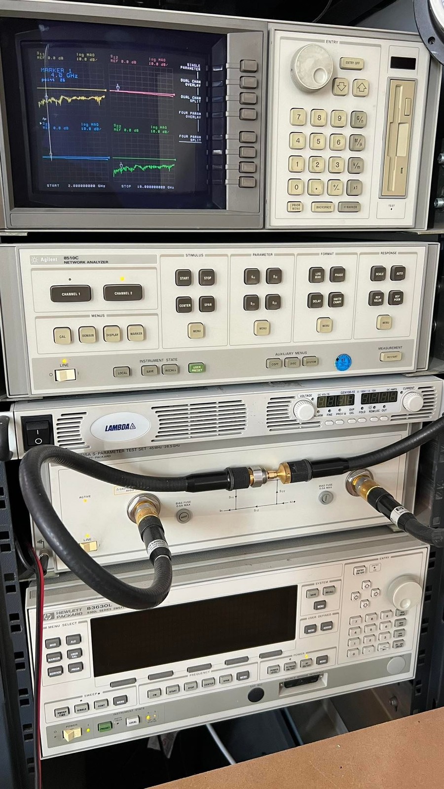 HP Microwave Network Analyzer 45Mhz-26.5Ghz 8510C 83630L 8515A