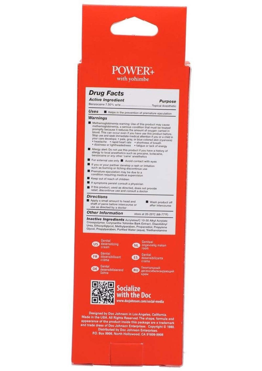 Power Plus Delay Creme for Men - 2 Oz. - Boxed