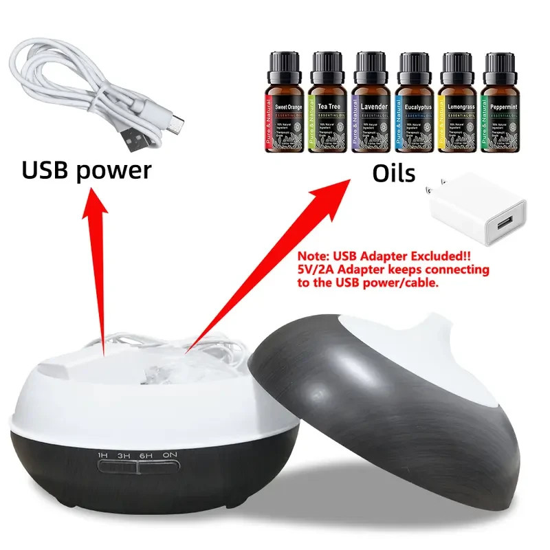 Aroma Diffuser Humidifier With 6x33oz Essential Oils Colorful LED And Remote