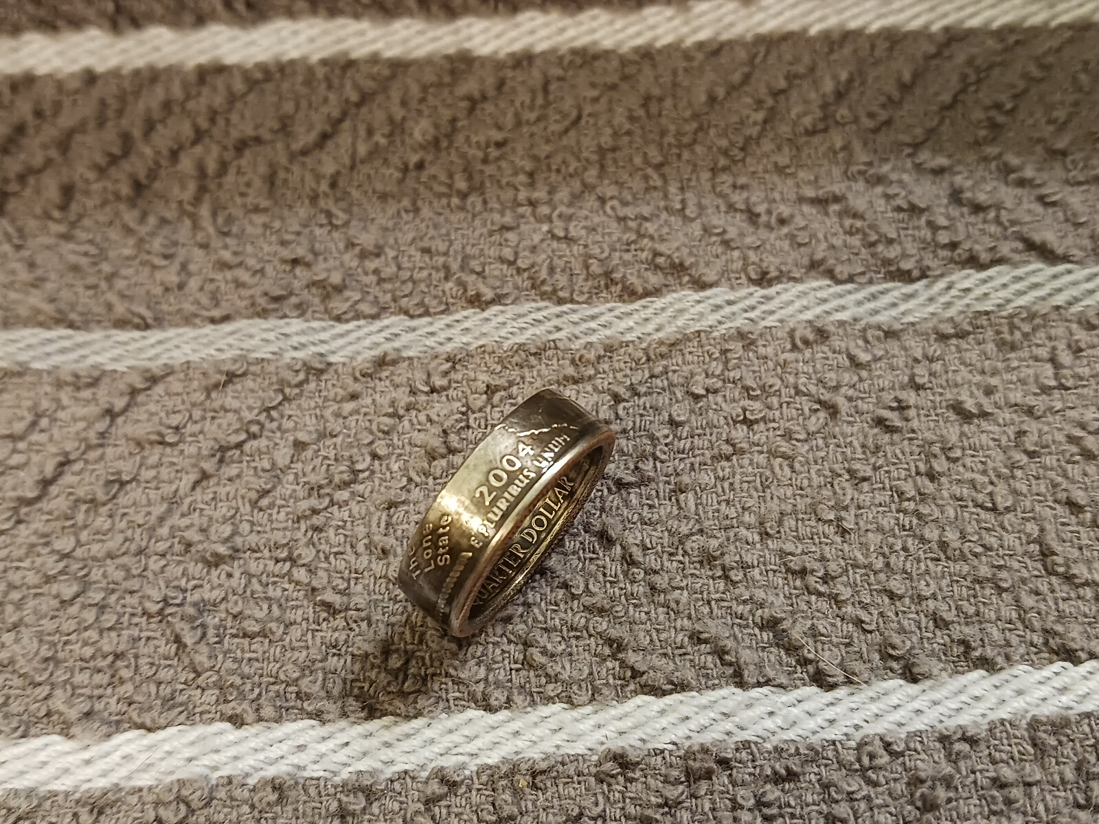 TEXAS State Washington Quarters coin ring 7 -1/2 2004 clad