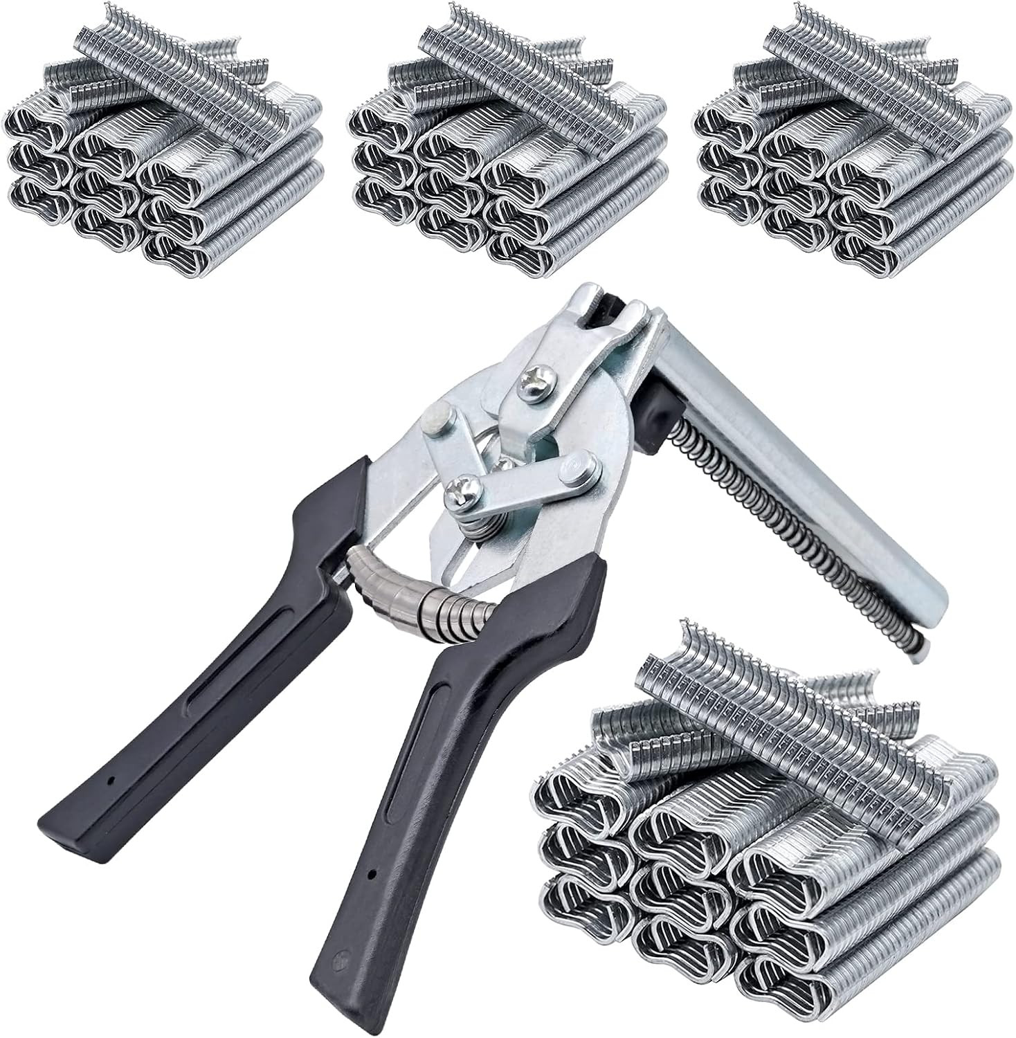 Wire Cage Clips M Hog Nail Ring Pliers Kit with 2400Pcs M Clips | Hand Tools Cla
