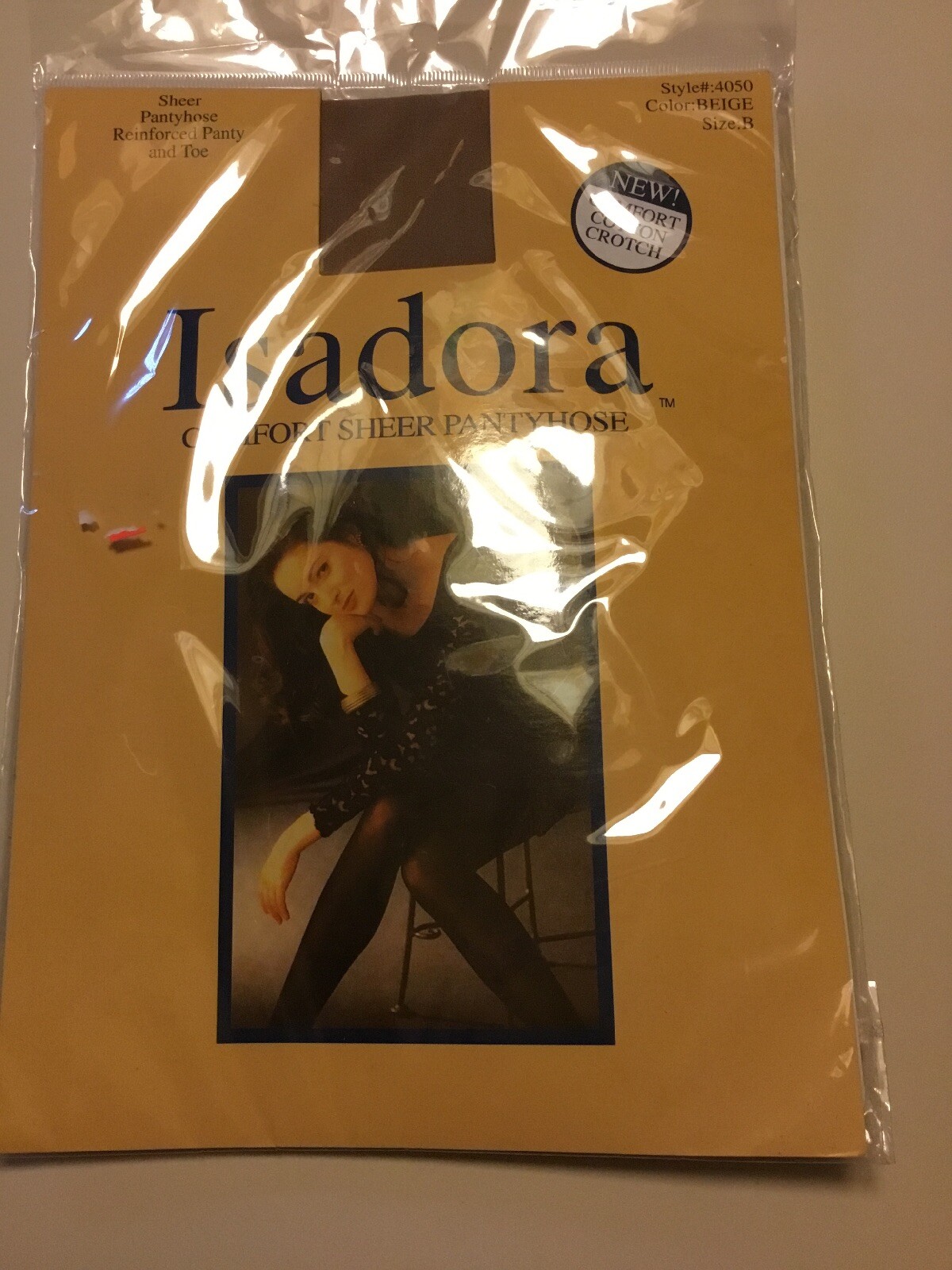 Woman ISADORA Beige Comfort Sheer Cotton Crotch Reinforced Pantyhose Sz B Large
