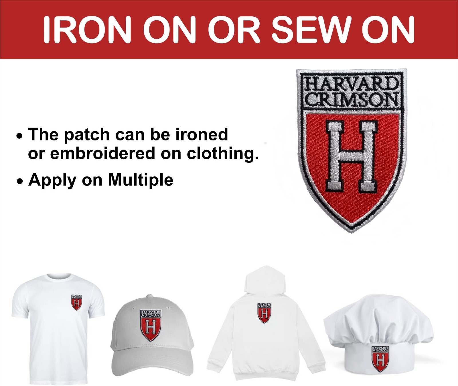 Harvard Crimson NCAA Team Logo Iron On Patch - Sew Patch - Embroidered Patch