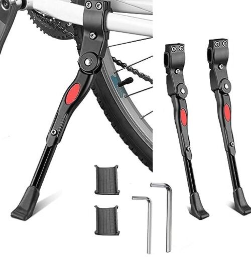 Adjustable Bicycle Kickstand, Bike Side Support Kick Stand for 22 Black-2 pack