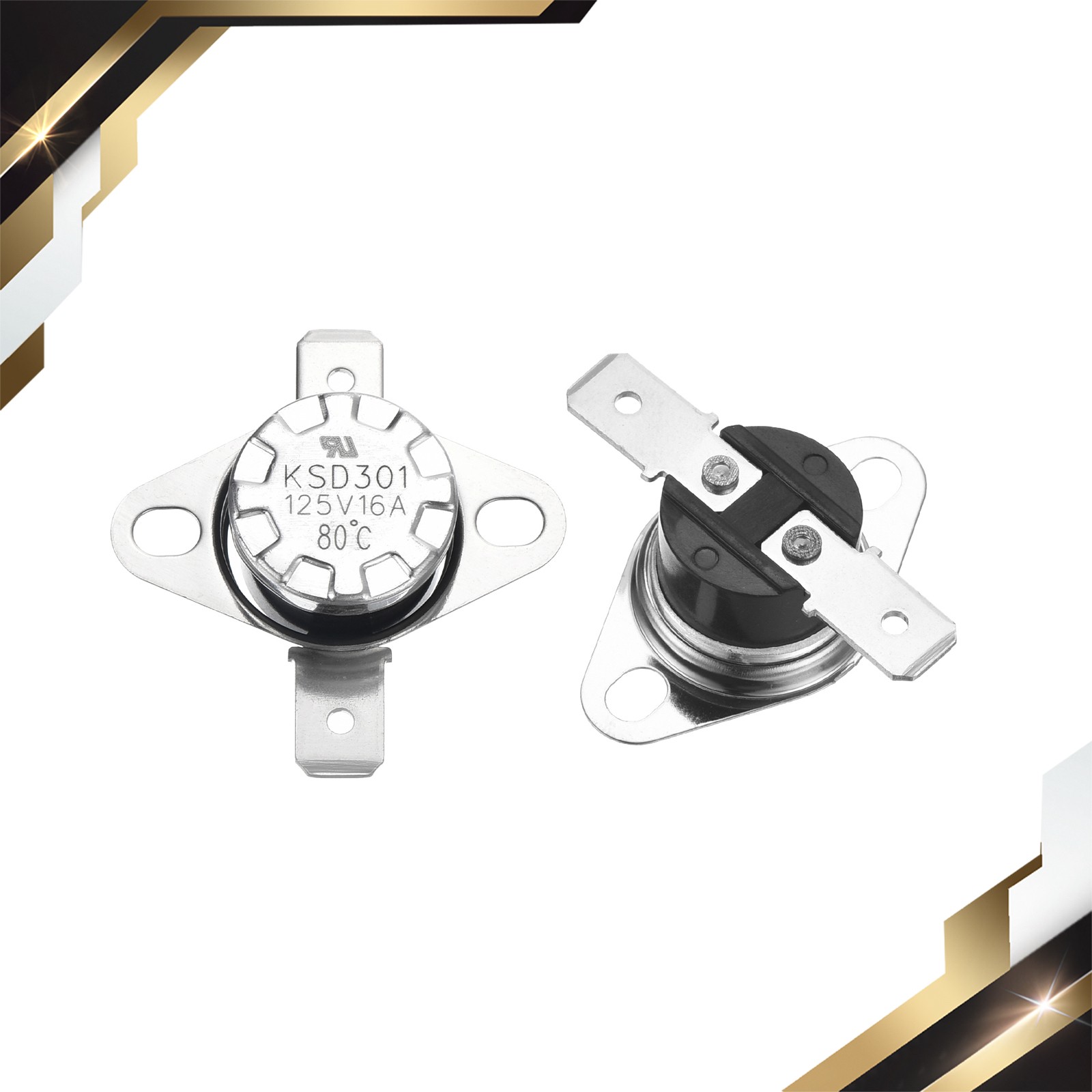 2pcs KSD301 Thermostat 80°C 16A NC Adjust Snap Disc Temperature Switch Bakelite