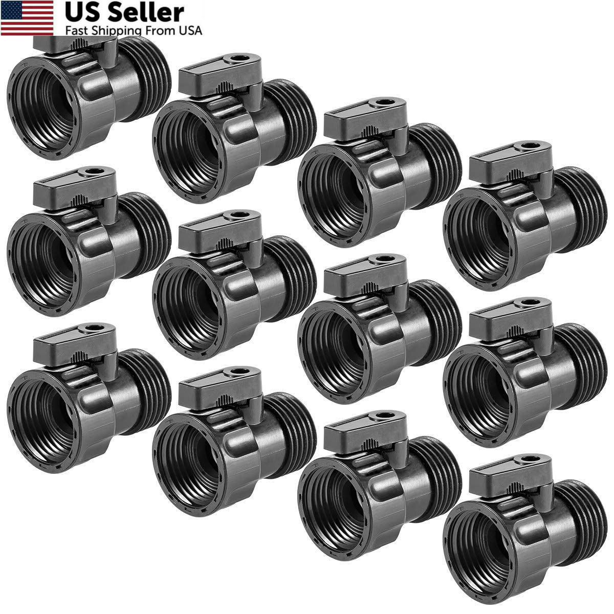 12 Pack 3/4" Plastic Garden Hose Shut Off Valve Ball Valve Connector From USA