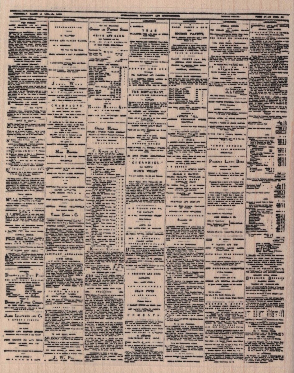Sheet of Newsprint 4 1/4 x 5 1/4" Rubber Stamp, Mixed Media Stamp