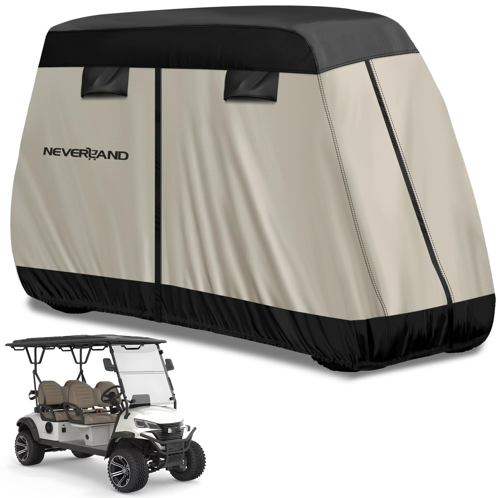 NEVERLAND Golf Cart Cover 2 Passenger - Fit for 2 Cart, Black+Brown