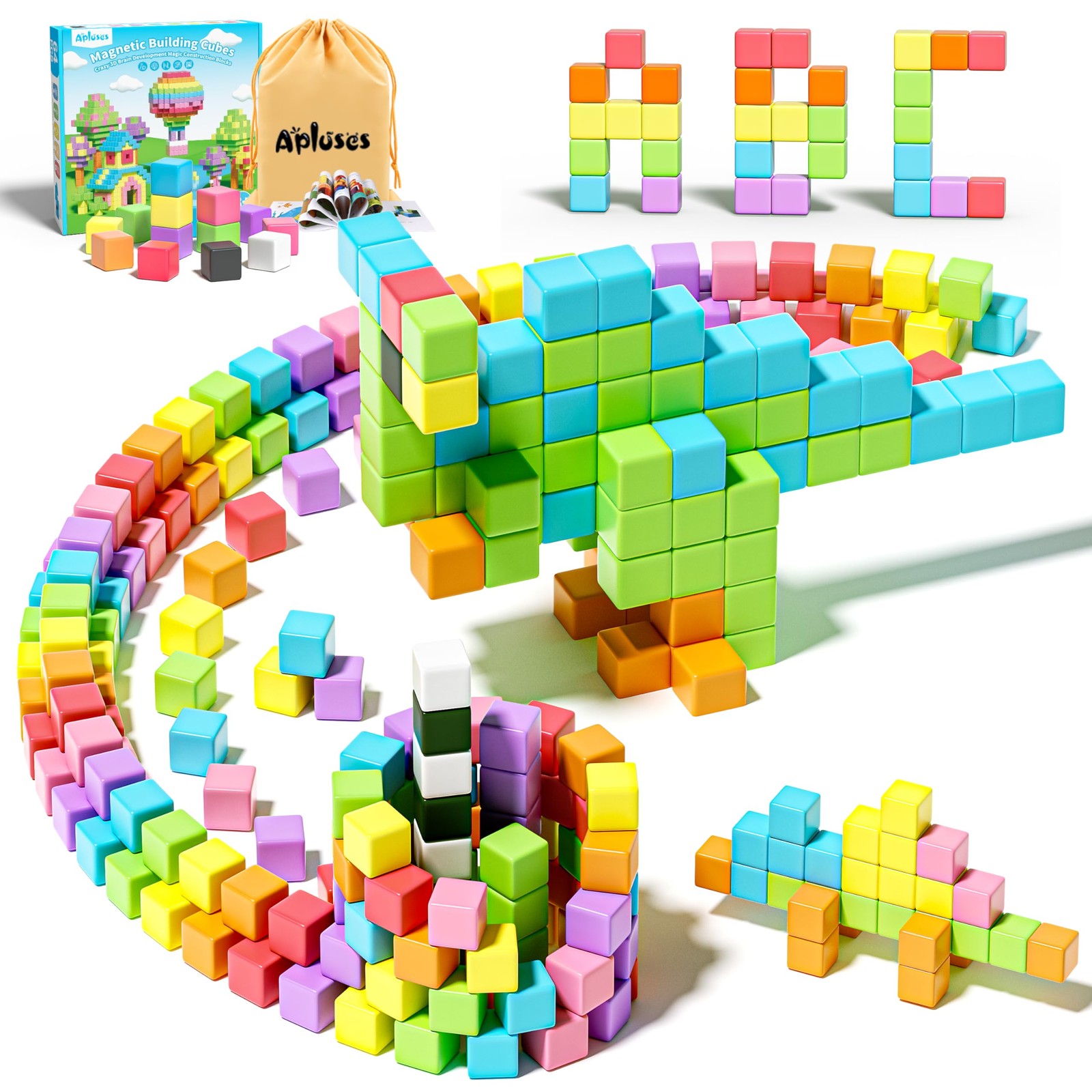 Apluses Magnetic Blocks, Magnet Building Cubes for Toddlers, Classroom Must Have