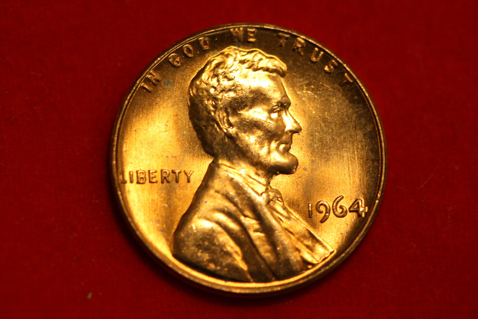 1964 RED Lincoln Cent, DEEP RED, NEVER SPENT !! FROM MINT BAG