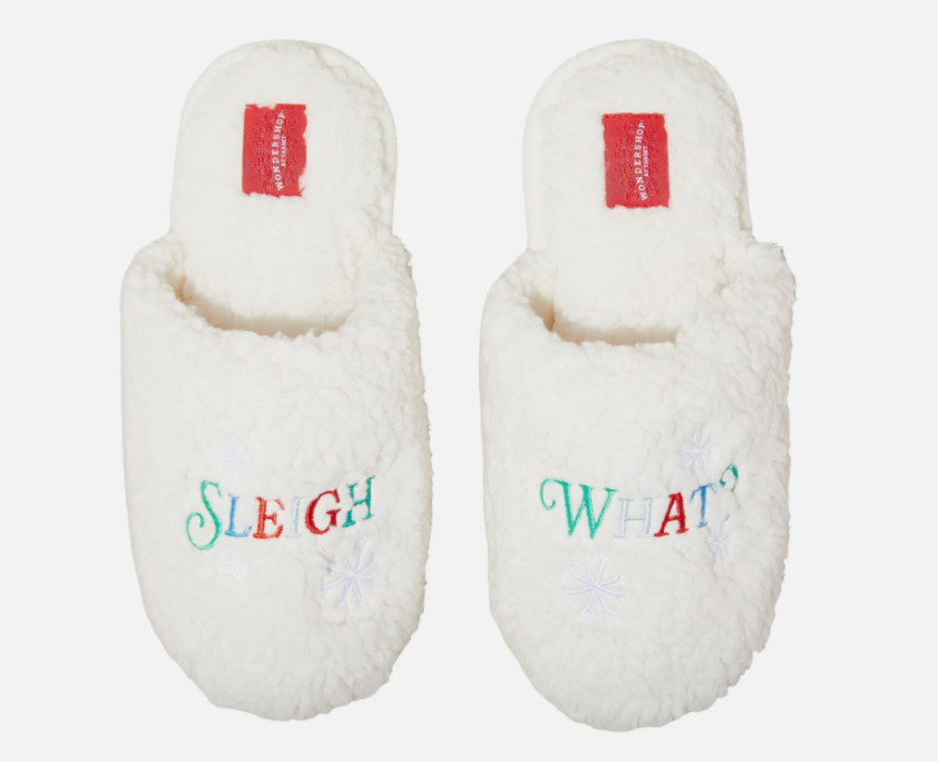 Women's "Sleigh What?" Scuff Slippers White - Wondershop - SIZE XL (11-12)