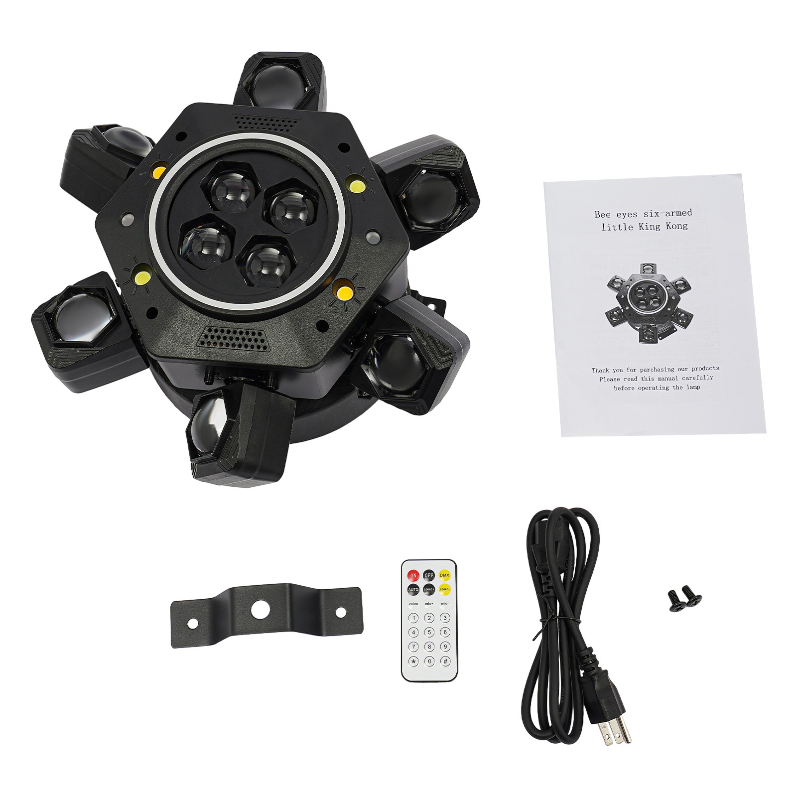 120W RGBW Stage Lights 6 Arms DJ Laser Light For Party Disco Club Bar w/ Remote
