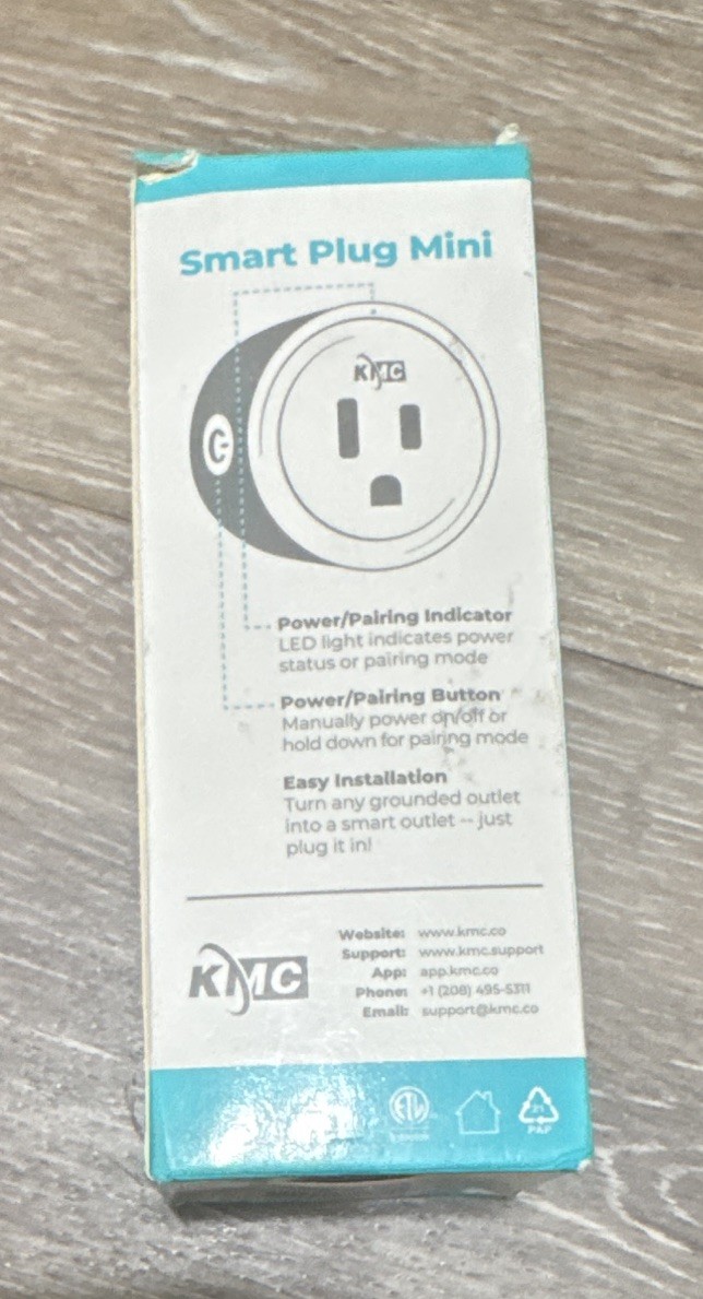 KMC Smart Plug Mini Wi-Fi Smart Outlet White 1 Outlet Alexa Google App Control