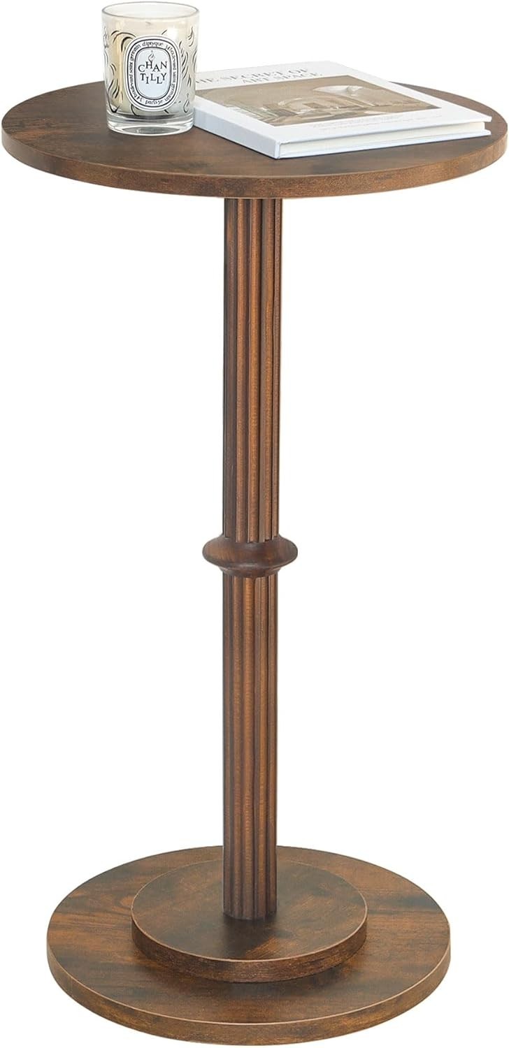Small Side Table Small Spaces Modern Round End Table W/ Fluted Wood Drink Table
