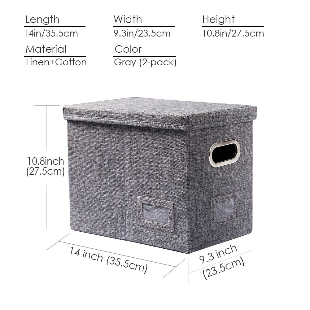 PRANDOM File Organizer Box - Set of 2 (2-pack) without folders, Grey