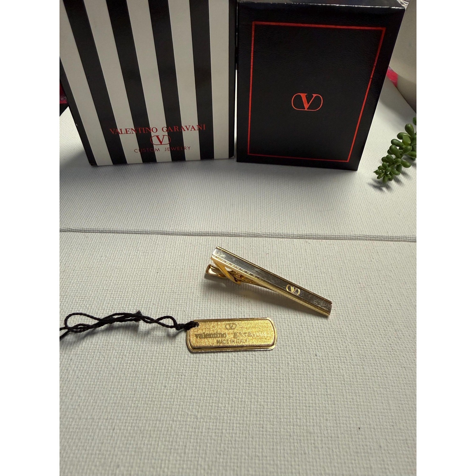 Authentic Vintage Valentino Garavani Gold-Tone Tie Clip with Hangtag