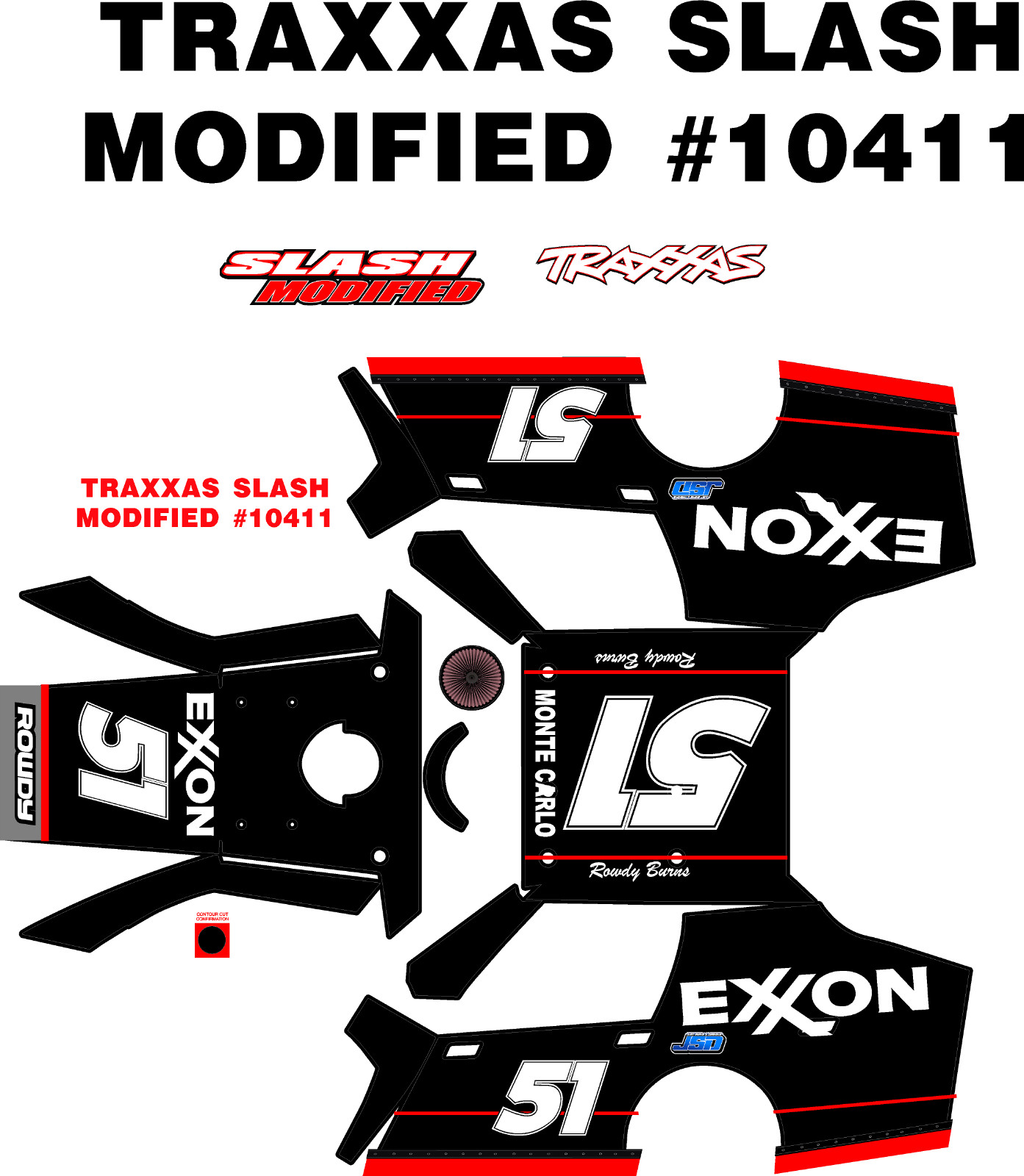 ROWDY BURNS MODIFIED 10411  WRAP KIT DAYS OF THUNDER ROWDY BURNS TRAXXAS