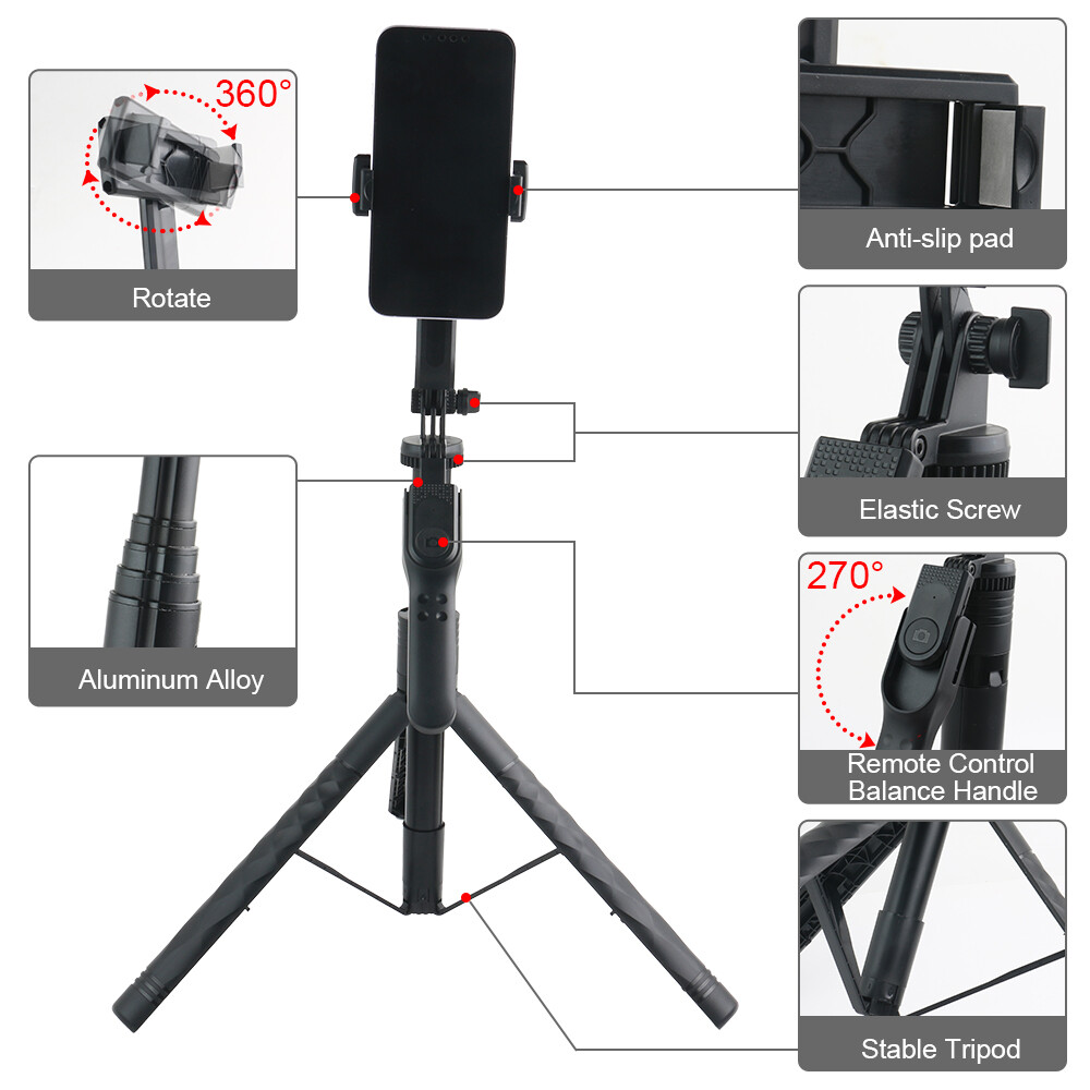 Portable 68" Wireless Remote Selfie Stick Tripod Phone Stand For iPhone Camera