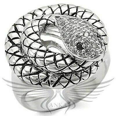 Brilliant AAA Grade Round Cut Cubic Zircon CZ Fashion Cocktail Snake Ring 0W281