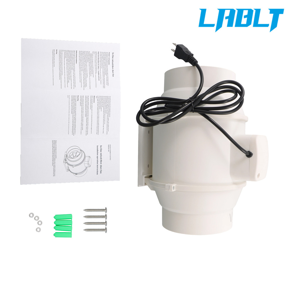 LABLT 6" 400 CFM Inline Ventilation Exhaust Blower Fans for Kitchen Hydroponics