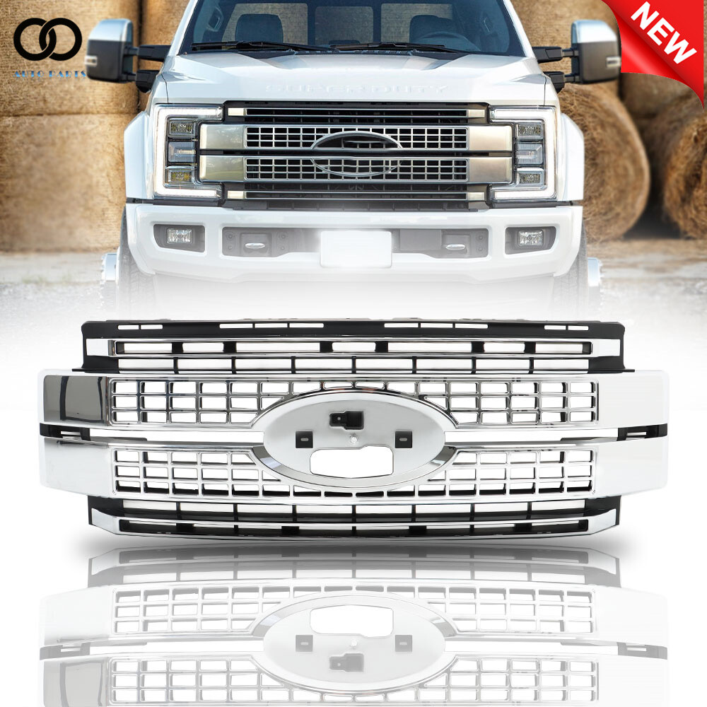 For 2017-19 Ford F-250 F-350 F-450 Super Duty Chrome Grille Upper Grill PLATINUM