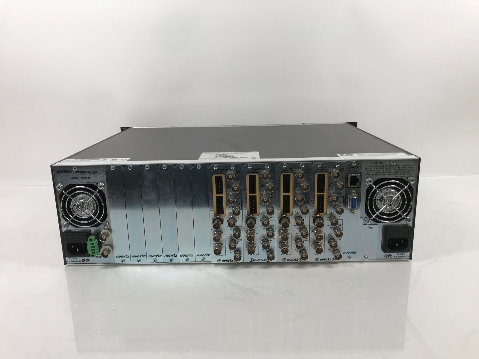 Evertz 7800FR MultiFrame Loaded w/ x4 Cards 7736CE2-A4
