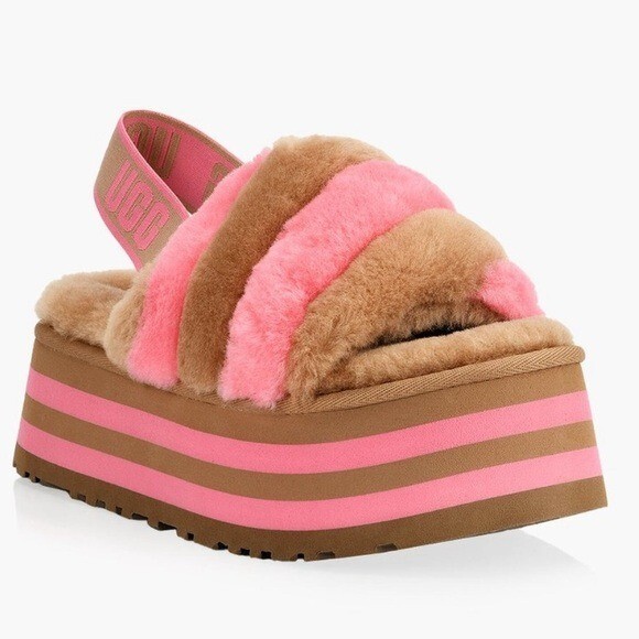 🛍🎁 UGG Women's Disco Stripe Slide Pink Slipper 6