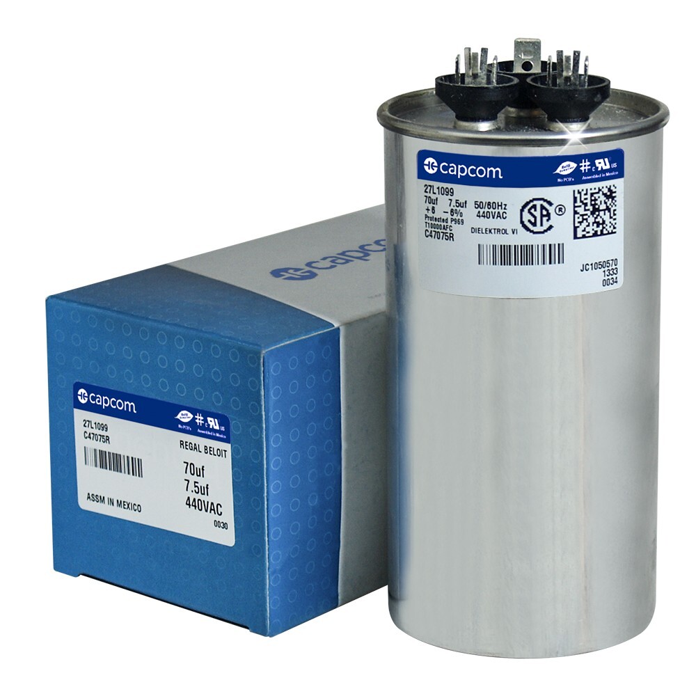 70+7.5 MFD x 440 Run Capacitor # 27L1099