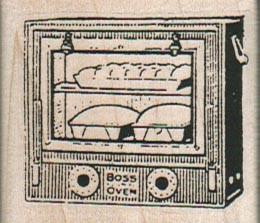 Boss Oven Baking Bread 1 1/2 x 1 1/2" Mounted Rubber Stamp, Food and Drink Stamp