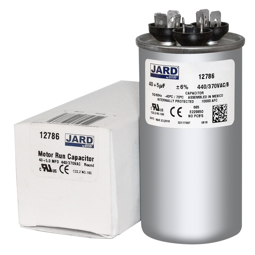 40 + 5 uf MFD 370 440 VAC Round Dual Capacitor 12786 Replaces C3405R C4405R