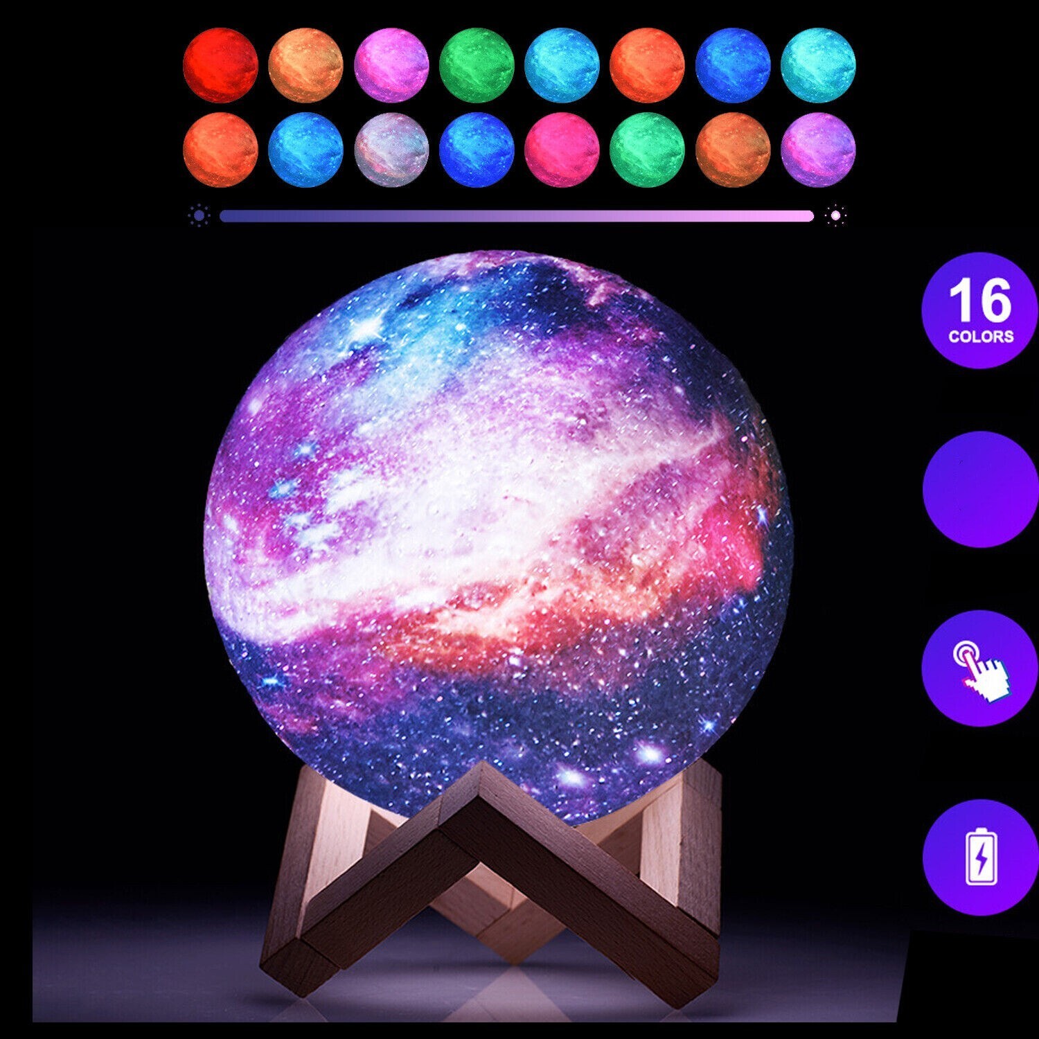 3D Moon Night Light Table Lamp USB Charging Remote Touch Control Home Decor Gift