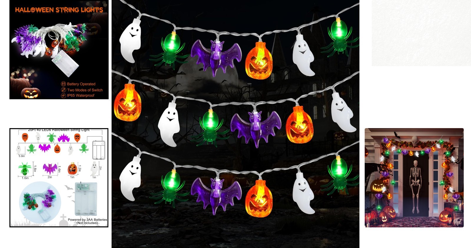 Battery-Operated 20FT Waterproof Halloween Twinkle Lights - Pumpkins & Ghosts