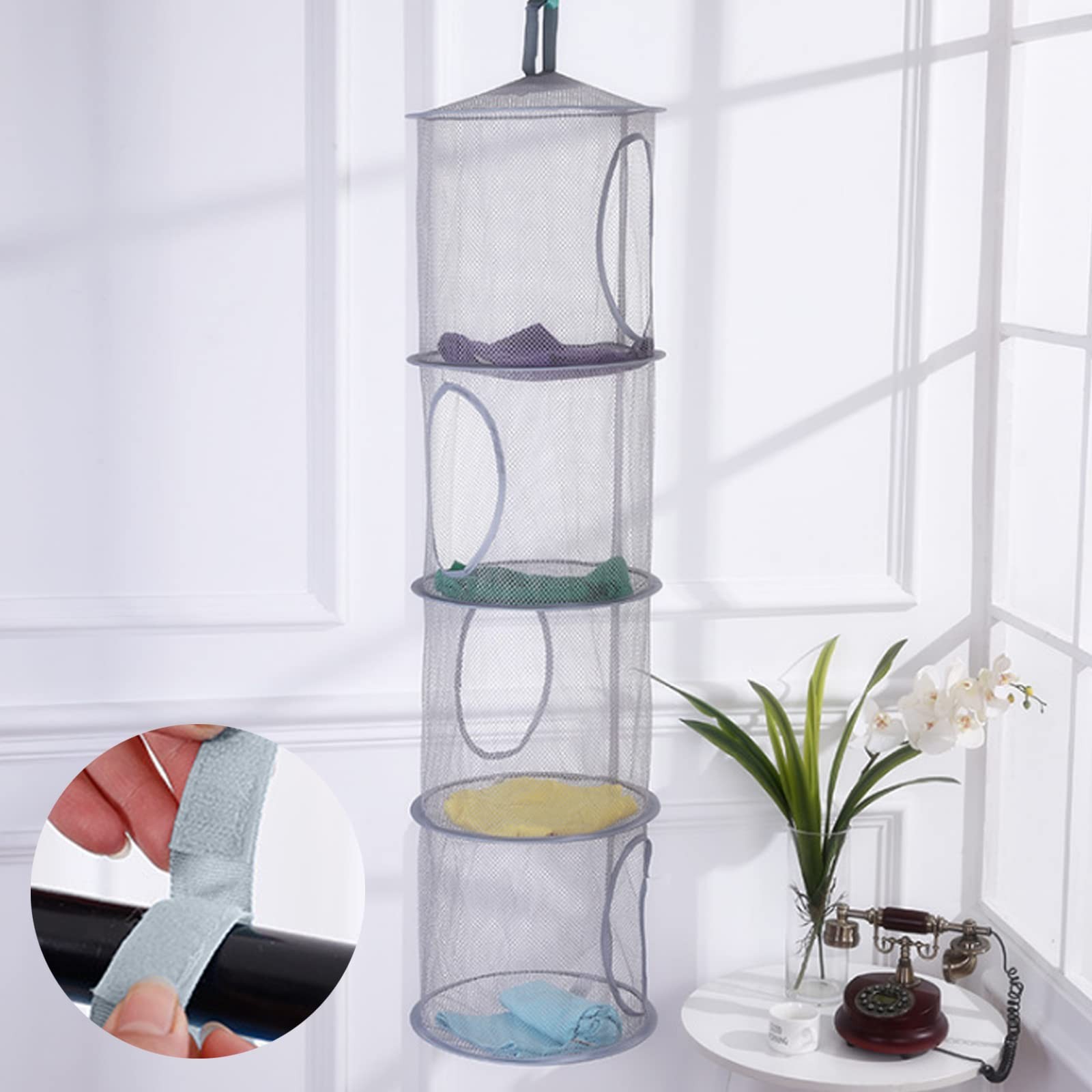 2pcs Hanging Mesh Storage Organizer Bag Foldable Space Saving Organizer with ...