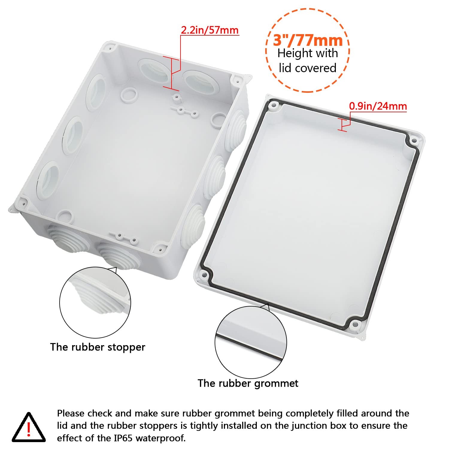 LeMotech ABS Plastic Dustproof Waterproof 7.8" x 6.1" x 3.1" (1pc), white