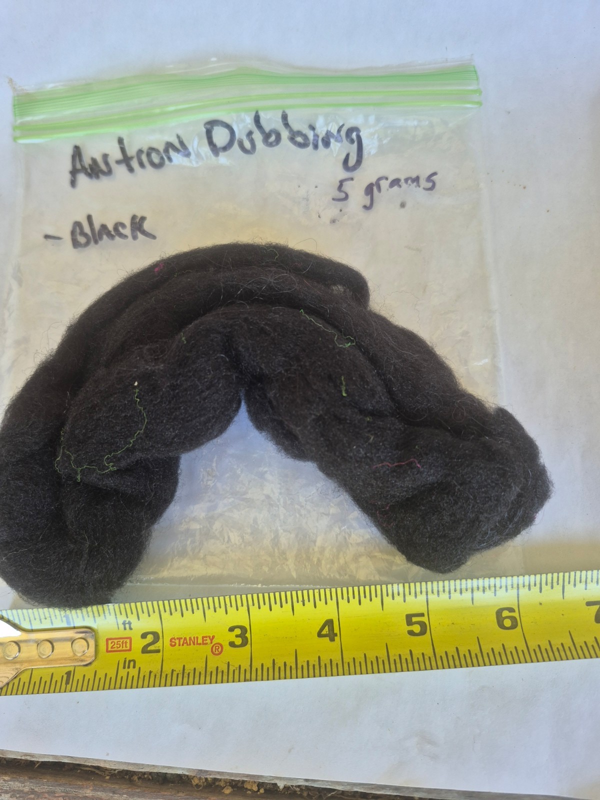 Antron dubbing  Raw material dyed Black 5 grams
