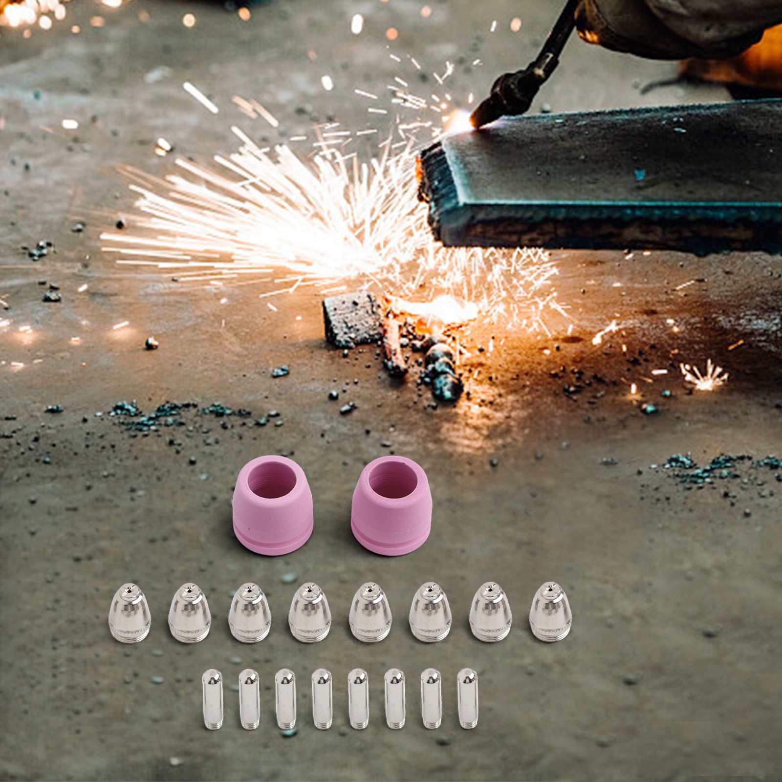 Plasma Cutter 18PCS Electrode Nozzle Kit for AG60 Torch Compatible CUT Series
