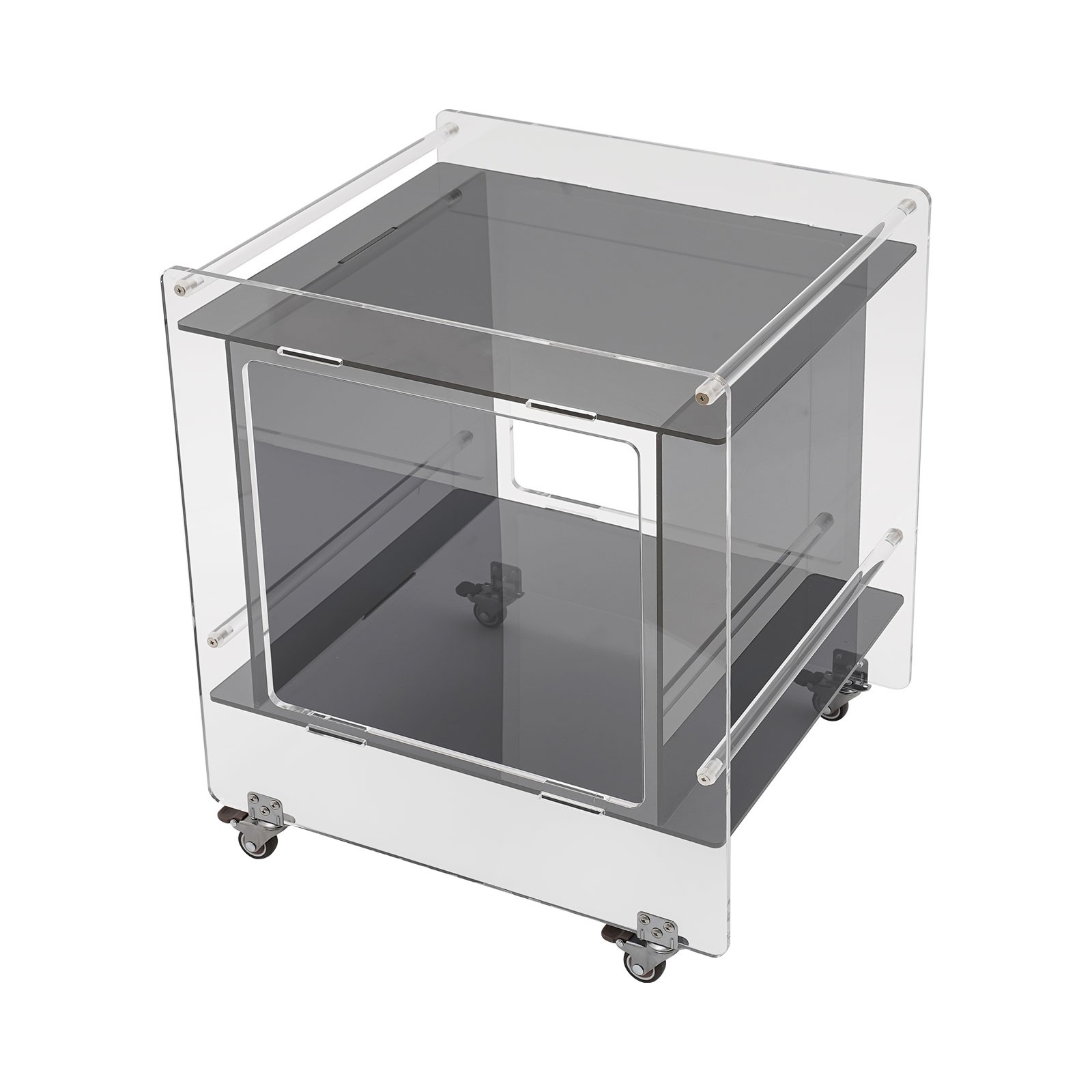 46x40x55cm Side Table Acrylic Mobile Table Multifunctional End Table with Wheels