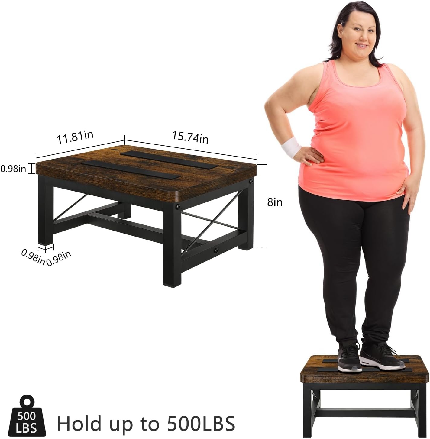 Wooden Step Stool Adults Heavy Duty Step Stool High Bed W/ Non-Slip Feet Using