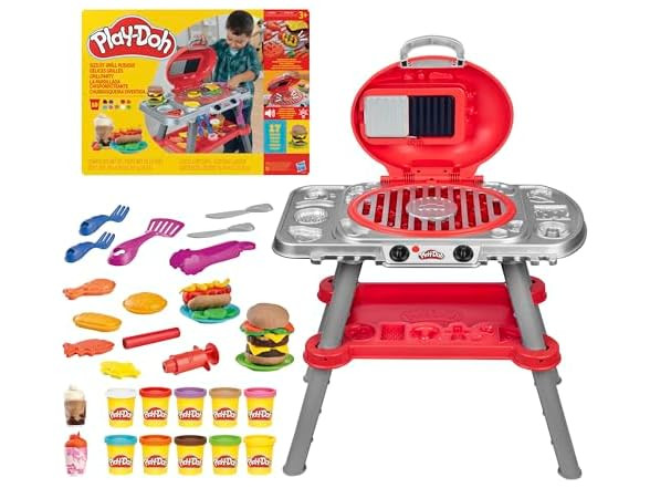 Play-Doh Sizzlin' Grill Playset with Lights & Sounds, 17 Accessories, BBQ Toys