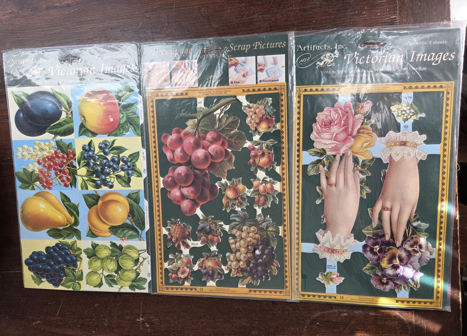 3 Victorian Decoupage Cut Outs By Artifacts New In Pkgs
