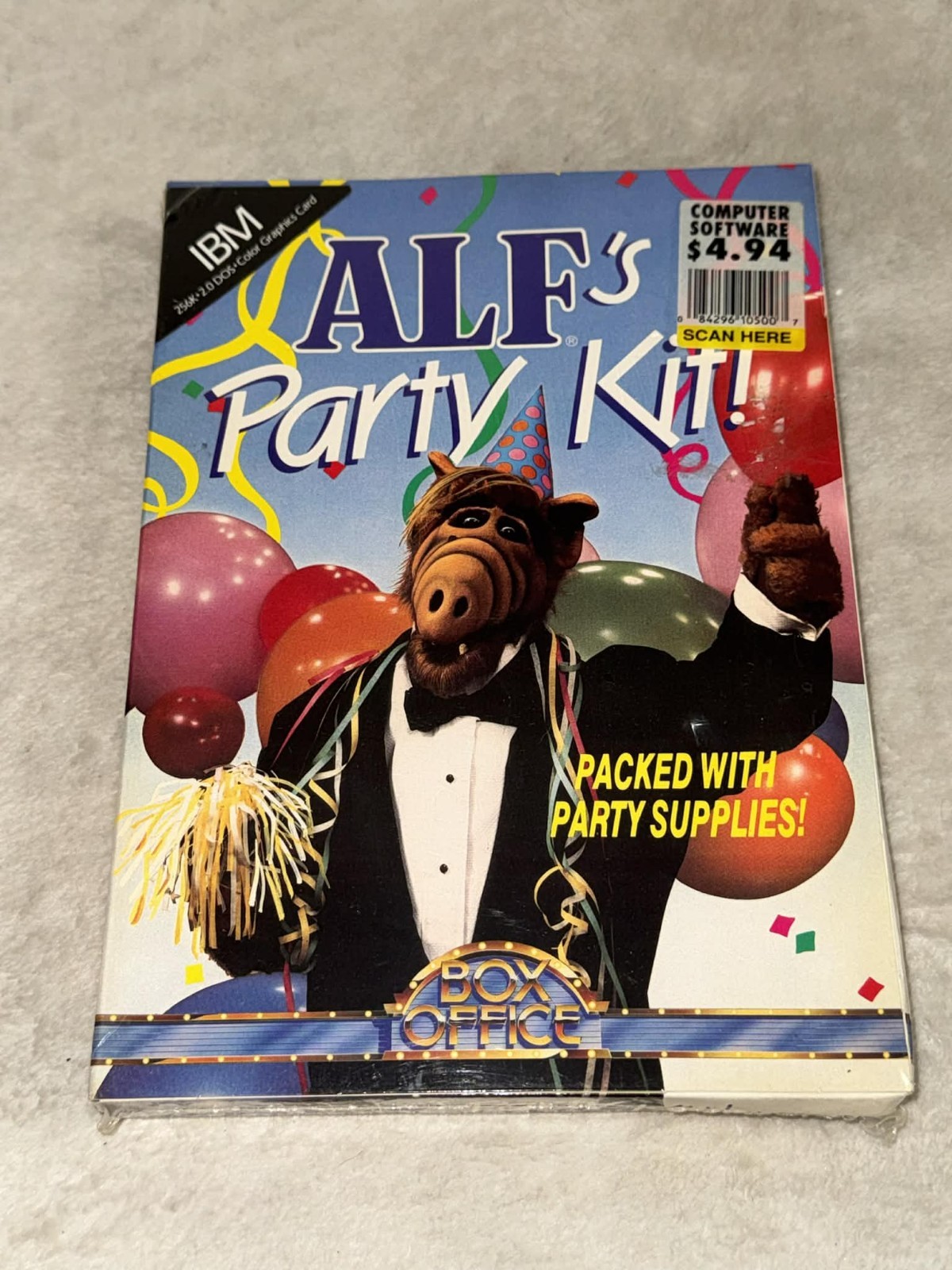New 1988 Box Office PC IBM Dos Game Alf's Party Kit Factory Sealed