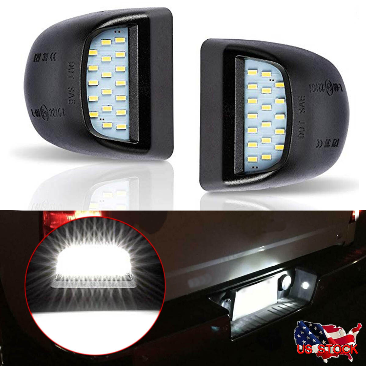 2xLED License Plate Light Assembly For Chevy Silverado GMC Sierra 1500 2500 3500